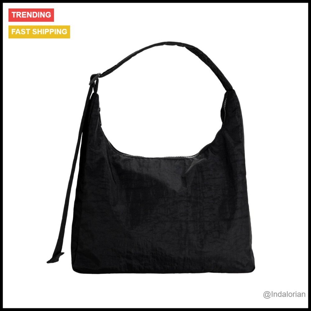 Nylon Shoulder Bag Minimal Chic Retro Messenger Laptop Accessory Zipper Closure